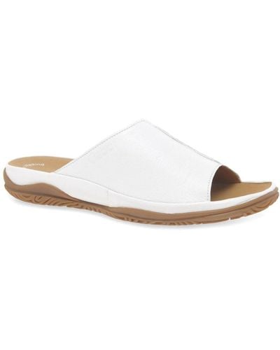 Gabor Idol Leather Wide Fit Mules - White