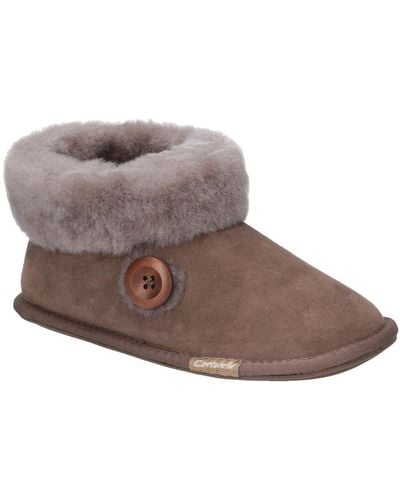 Cotswold Wotton Bootie Slippers - Brown