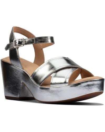Clarks Maritsa70 Strap Heeled Sandals - Metallic