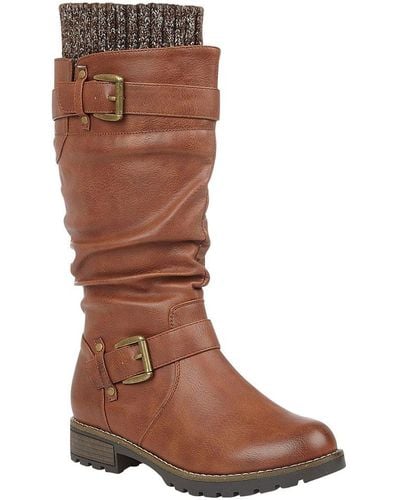 Lotus Juniper Knee High Slouch Boots - Brown
