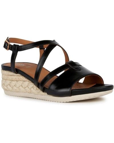 Geox D Ischia Corda A Wedge Sandals - Black