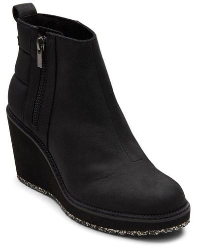 TOMS Raven Ankle Wedge Boots - Black