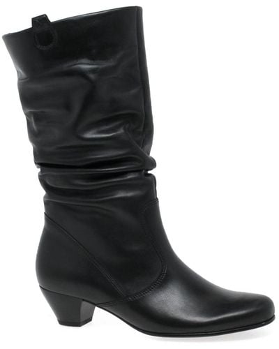 Gabor Rachel Leather Wide Fitting Boots - Black