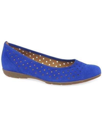 Gabor Ruffle Punched Detail Casual Shoes - Blue
