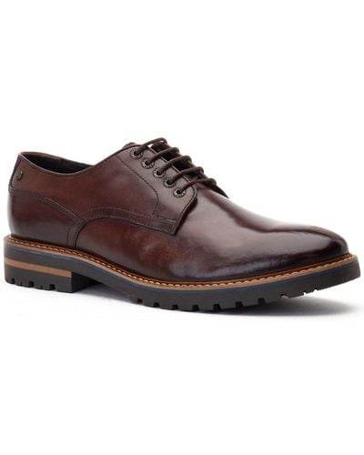 Base London Halsey Washed Derby Shoes - Brown