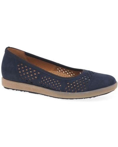 Gabor Pattie Punched Detail Casual Shoes - Blue