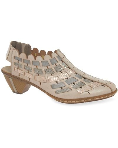 Rieker Sina Leather Woven Heeled Shoes - White