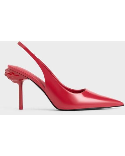 Charles & Keith Flor Rose-heel Slingback Court Shoes - Pink