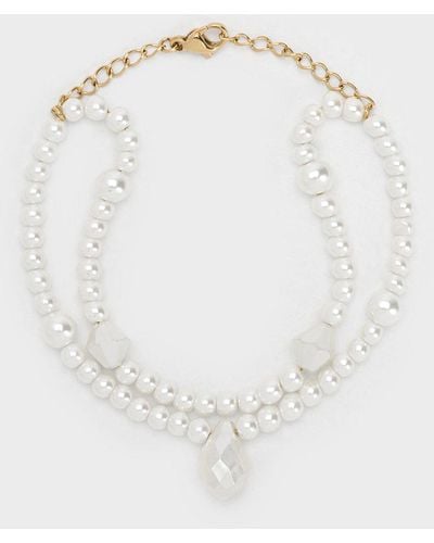Charles & Keith Luxem Multi-beaded Bracelet - White