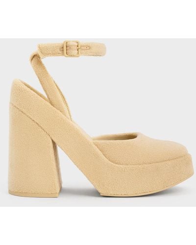 Charles & Keith Loey Ankle-strap Platform Court Shoes - Natural