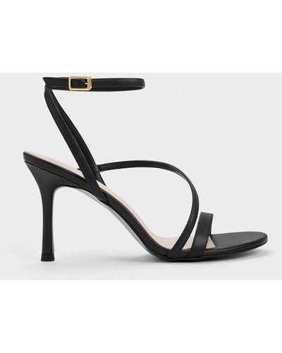Charles & Keith Asymmetric Strappy Heeled Sandals - White