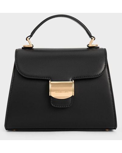Charles & Keith Violetta Trapeze Top Handle Bag - Black