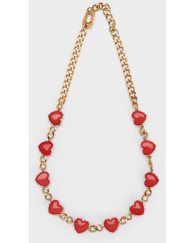 Charles & Keith Heart Motif Choker Necklace - White