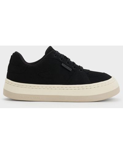Charles & Keith Textured Low-top Trainers - Black