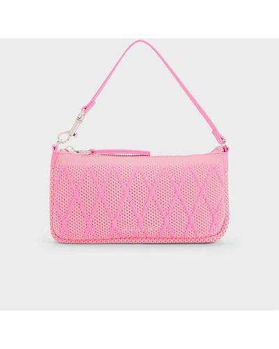 Charles & Keith Geona Knitted Phone Pouch - Pink