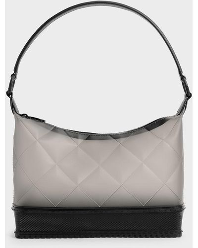 Charles & Keith Graphic Handle Quilted Shoulder Bag - Black