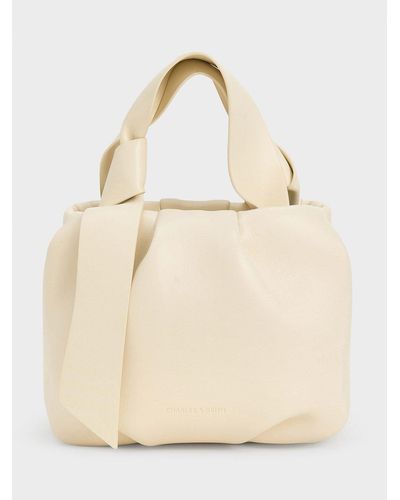 Charles & Keith Toni Knotted Ruched Bag - Natural