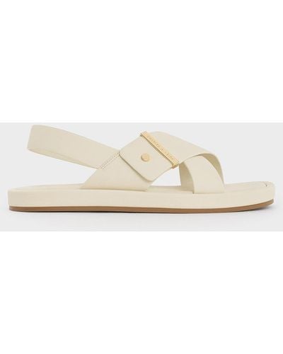Charles & Keith Crossover-strap Slingback Sandals - Natural