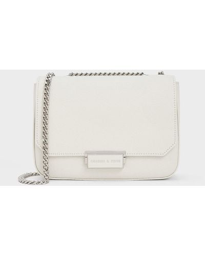 Charles & Keith Chain Strap Shoulder Bag - Natural