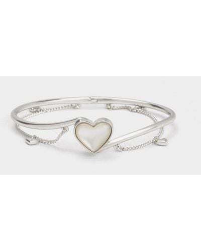 Charles & Keith Annalise Heart Stone Chain-link Bracelet - Metallic