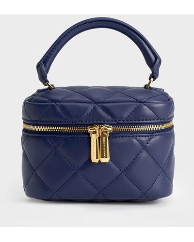 Charles & Keith Quilted Vanity Pouch - Blue
