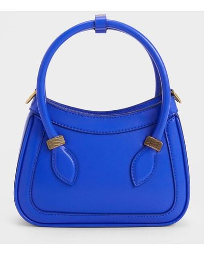 Charles & Keith Bonnie Curved Tote Bag - Blue