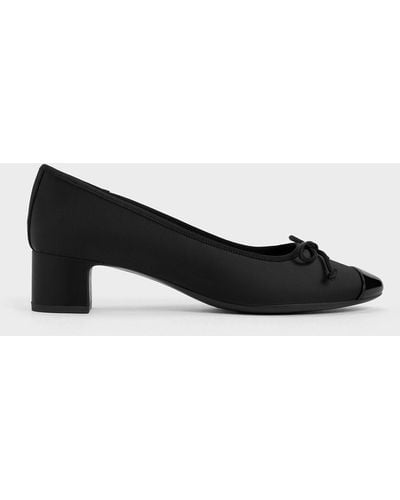 Charles & Keith Recycled Polyester Bow Ballet Court Shoes - Black