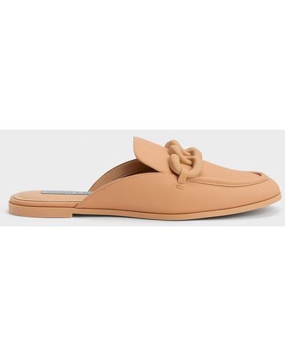 Charles & Keith Chunky Chain Loafer Flats - Natural