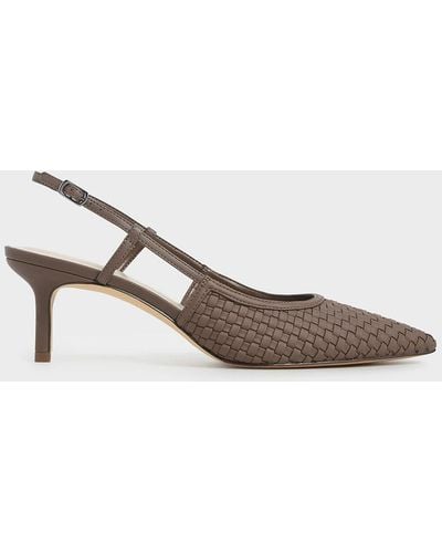 Charles & Keith Woven Slingback Pumps - Brown