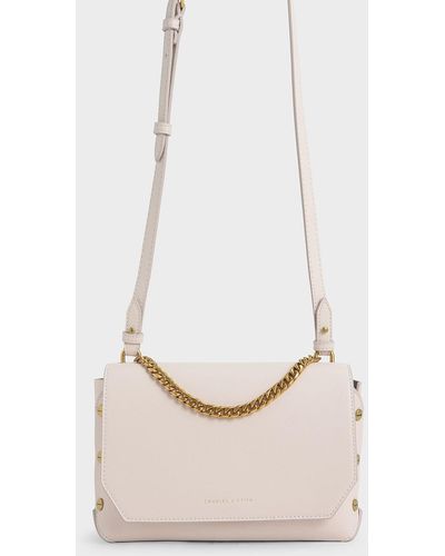 Charles & Keith - Women's Chain Strap Shoulder Bag, Light Grey, S