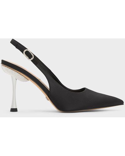 Charles & Keith Demi Recycled Polyester Slingback Court Shoes - Black