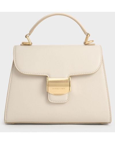 Charles & Keith Violetta Trapeze Top Handle Bag - Natural