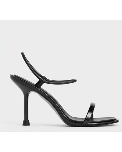 Charles & Keith Stiletto-heel Ankle-strap Court Shoes - Metallic
