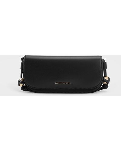 Charles & Keith Cube Knotted Elongated Crossbody Bag - Black