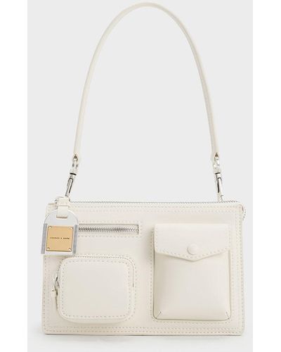 Charles & Keith - Women's Alcott Scarf Chain-Link Shoulder Bag, Cream, S