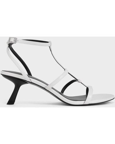 Charles & Keith Clara Asymmetric T-bar Sandals - White