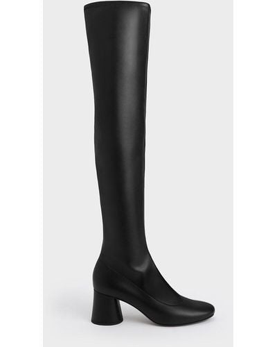 Charles & Keith Cylindrical Heel Thigh-high Boots - Black