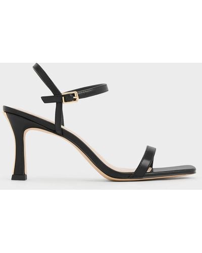 Charles & Keith Square-toe Heeled Sandals - White