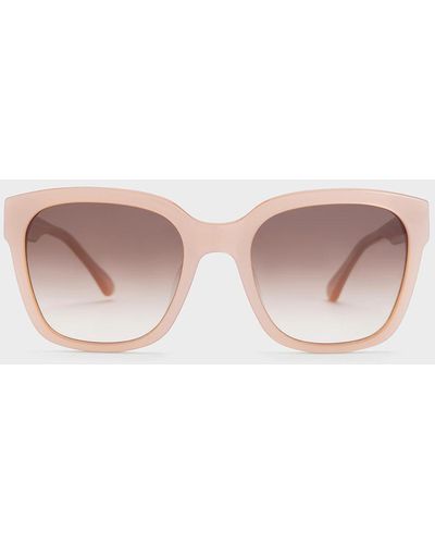 Charles & Keith Recycled Acetate Square Sunglasses - Pink