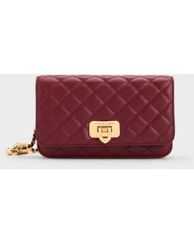 Charles & Keith Cressida Quilted Push-lock Clutch - Red