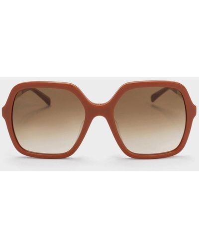 Charles & Keith Acetate Braided Temple Butterfly Sunglasses - Brown