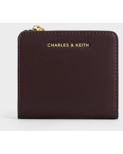 Charles & Keith Top Zip Small Wallet - Purple