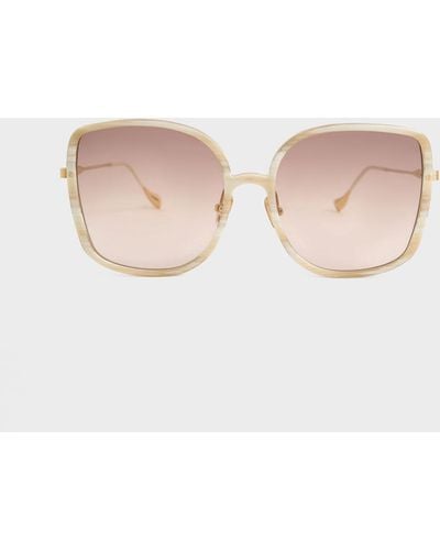 Charles & Keith Recycled Acetate Oversized Square Sunglasses - Natural