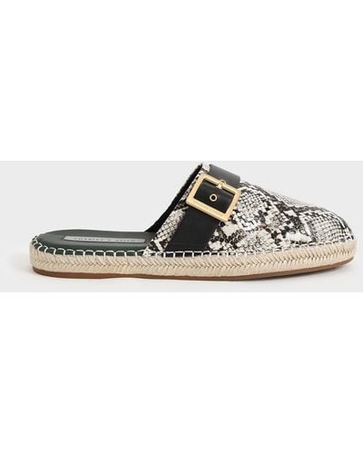 Charles & Keith Snake-print Buckled Espadrille Mules - Multicolor