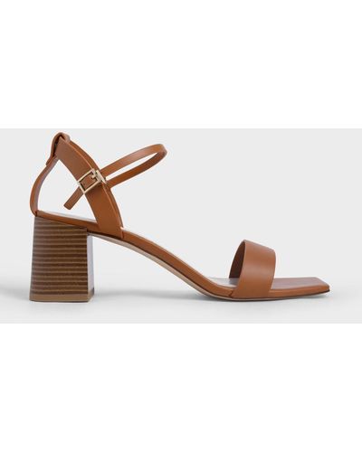Charles & Keith Ankle Strap Stacked Heel Sandals - Multicolor