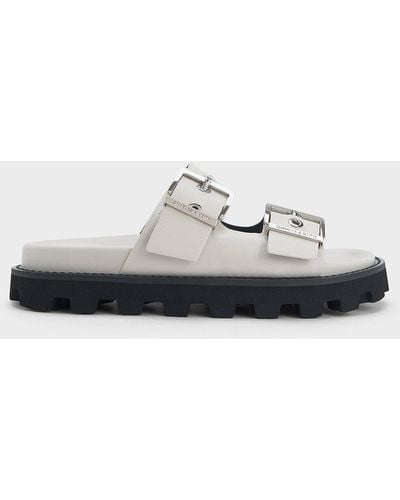 Charles & Keith Trill Grommet Double-strap Sandals - White