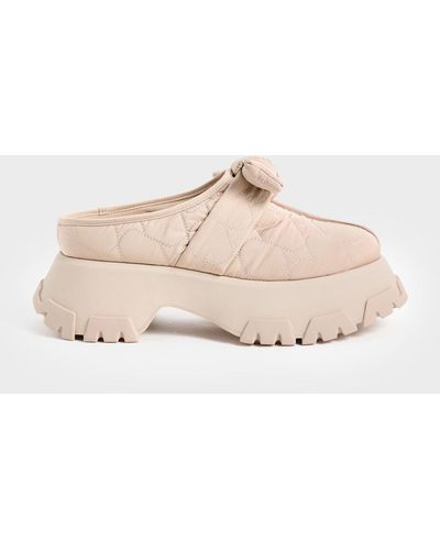 Charles & Keith Recycled Polyester Knotted Platform Mules - Natural