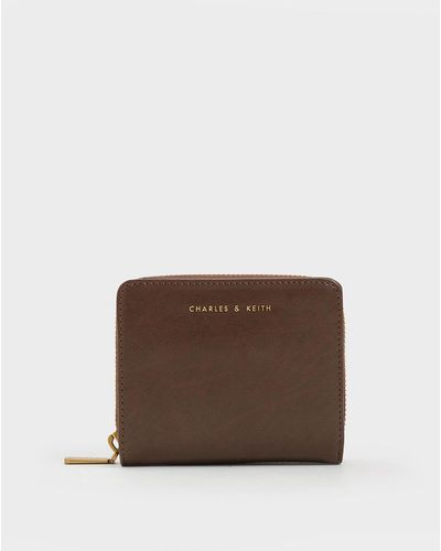 Charles & Keith Zip-around Small Wallet - Brown