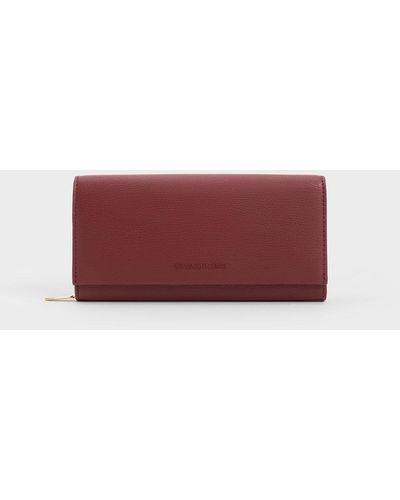 Charles & Keith Front Flap Long Wallet - Red