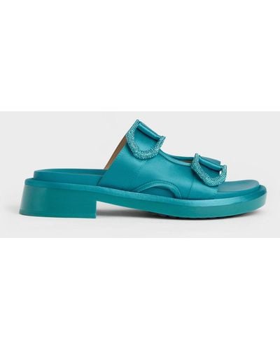 Charles & Keith Gabine Recycled Polyester Slides - Blue